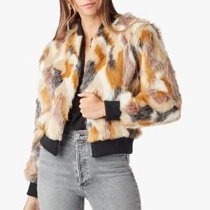 Cupcakes and Cashmere faux fur vegan Sia bomber jacket with ribbed hems!